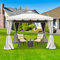 Yellowshop - Gazebo in alluminio da Giardino con zanzariere e Teli antipioggia richiudibili Beige - Fortaleza (Mt 3x3)