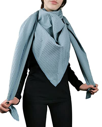 Dreieckstuch XXL verschiedene Farben Waffelpique (adriablau)