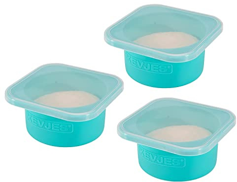 KEVJES 500ml Individual Dough Storage Vessels with Airtight Lid – Ideal for Neapolitan Pizza Round Dough Ball Cold Fermentation, Food Grade Silicone, Freezer & Dishwasher Safe – 3 Pack (Blue)