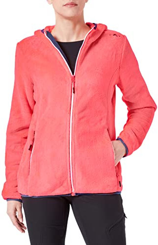 CMP, Woman Jacket Fix Hood, Woman, Red Fluo-Bluie Ink, 36