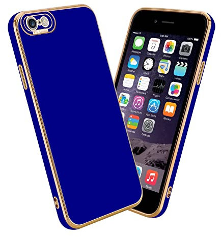 cadorabo Housse Compatible avec Apple iPhone 6 Plus / 6S Plus en Glossy Bleu - Or Rose - Étui de Protection en Silicone TPU Flexible et avec Protection pour Appareil Photo