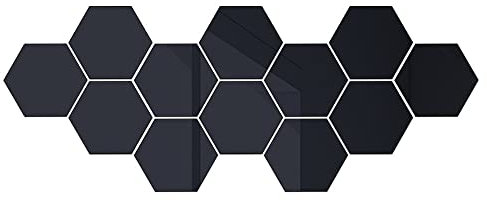 Ailovone 24 Stück sechseckiger Spiegel Wandaufkleber Spiegelfliesen Wandspiegel Selbstklebend 3D Acryl sechseckiger Spiegel DIY Dekorative Spiegel Deko Wanddekoration (46 * 40 * 23mm, Schwarz)
