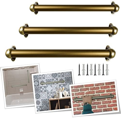 Parpyon® Corrimano a muro maniglia appoggio passamano in Alluminio a parete Scale, Bagno, Doccia, Cucina, maniglione bagno - porta asciugamani 100% prodotto Italiano (60cm, Bronzo)