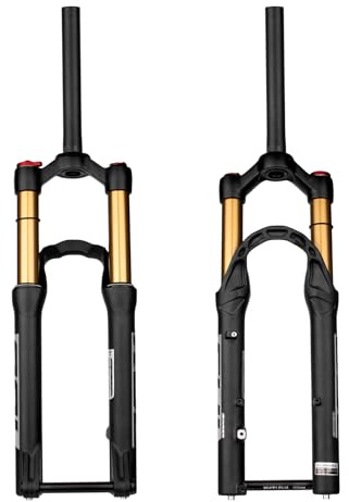 BOLANY 20/24 Zoll Fahrrad-Federungsluftgabel 28,6 mm (1-1/8 Zoll) * 220 mm Gewindelose Gerade-Gabelschaft 9 mm MTB-Vorderradgabel 100/135 mm Federweg