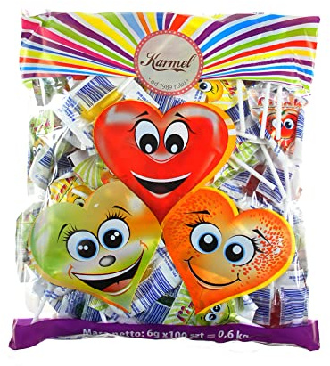 Lutscher großpackung 100 Stück Herz Lollis mit Fruchtgeschmack für Kindergeburtstag und andere Anlässe