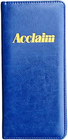 Acclaim Rigid Lawn Bowls Bowling Scorecard Holder Lightly Padded Synthetic Leather Look Finish 23 cm x 11 cm with Spring Clip & Pen Loop (Navy Blue)