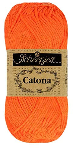 Scheepjes - Scheepjes Catona 603 Neon Orange Yarn - 20x25g