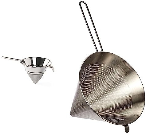HENDI Spitzsieb, feine Maschung, Küchensieb, Sieb, ø205x460mm, Edelstahl 18/10 & LACOR 60324P Spitzsieb mit Rundstiel 24