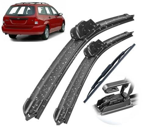 Scheibenwischer vorne und hinten, Set, kompatibel mit Ford Focus MK1 1998–2005, Windschutzscheibe, Windschutzscheibe, Fensterbürsten, 22 Zoll + 19 Zoll + 11 Zoll