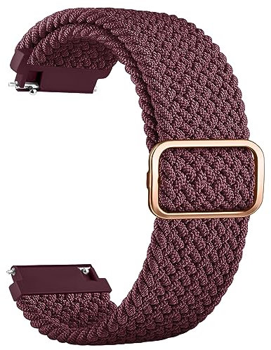 Amzpas Armband für Amazfit GTR 2/GTR 3/GTR 4 Armband,Nylon 22mm Verstellbares Geflochtenes Ersatzarmbänder für Amazfit GTR 47mm/GTR 3 Pro/GTR 2e/Stratos 3/Cheetah Pro Damen Herren (Rotwein)