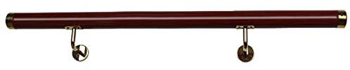 6 Fuß/8 Fuß/10 Fuß/12 Fuß/16 Fuß langer Handlauf for Treppen/Korridor, rutschfeste Haltegriffe aus PVC mit roter Holzmaserung zur Wandmontage, mit goldenen Endkappen und Halterungen ( Color : Gold , S