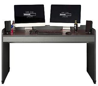 Kellon Gamingdesk Graphit - Gamingschreibtisch Computertisch rollbar, Jugendzimmerschreibtisch 144 x 84,5 x72 cm