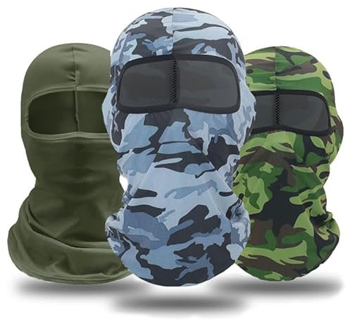 EUPSIIU 3 Stück Camo Gesichtsmaske Sturmhaube Balaclava für Damen Herren Skimaske Motorradmaske, Atmungsaktiv Gesichtsmaske Vollgesichtsmaske für Outdoor Militär Taktischer Motorrad Fahrrad (3 Farben)