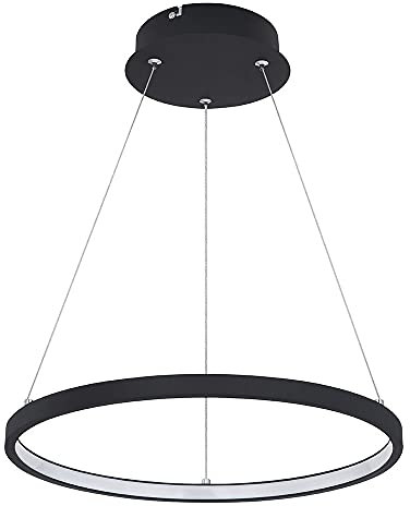 GLOBO Pendelleuchte Ring Hängeleuchte rund LED Lampen Wohnzimmer hängend Modern, aus Metall in schwarz-matt opal, 1x LED 19W 800Lm warmweiß, DxH 38,5x120 cm
