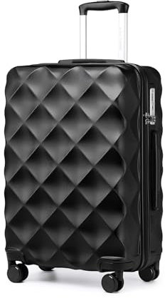 British Traveller Hartschalenkoffer Groß Handgepäck Koffer 74.5 * 49 * 30.5cm Reisekoffer Groß Koffer Trolleys ABS+PC mit TSA-Schloss Rollkoffer Suitcase Schwarz