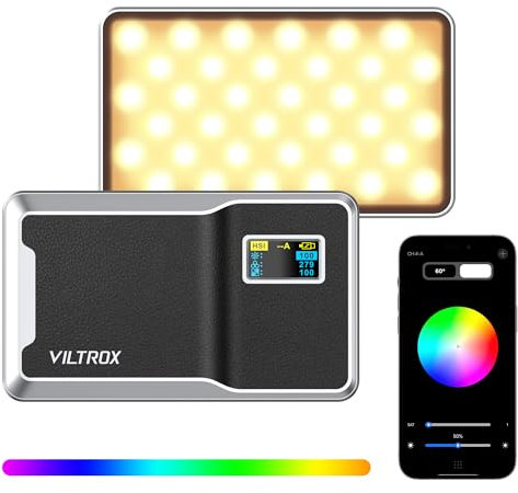 VILTROX 6000mAh RGB Video Licht, Bluetooth Steuerung CRI≥97 auf Kamera Video Licht, 2500K-8500K tragbare LED Fotografie Beleuchtung, Led Licht Panel für Videoaufnahmen (Retro 08X)