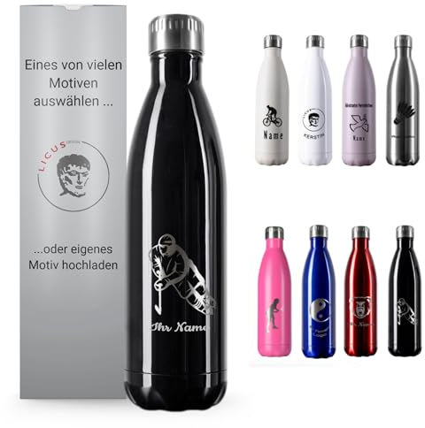 LicusDesign Bouteille isotherme avec gravure 750 ml - Gourde personnalisée avec nom - Bouteille isotherme personnalisée - En acier inoxydable - Bouteille photo personnalisée