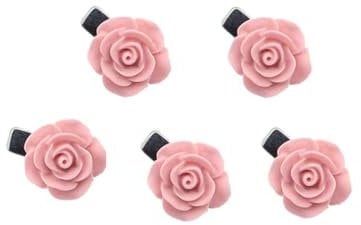 gaobaozhu Flower Hair Clip Small Mini Camellia Flower Hair Clip Alligator Clip for Women Girls - 5 Pack - Pink