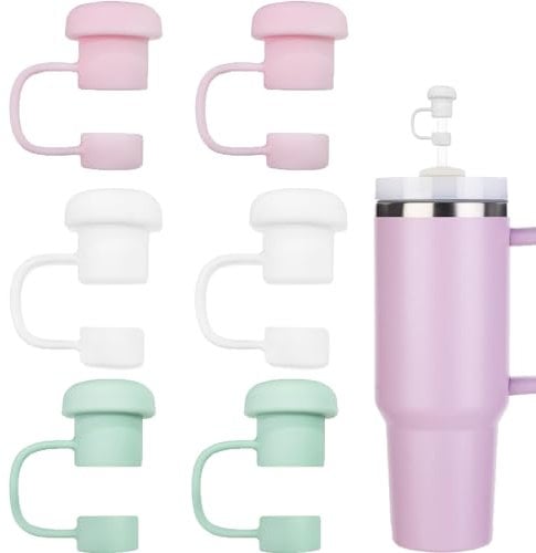 Ymccool 6Pcs Straw Topper Cap for Stanley Tumbler 40-20 oz, 0.4in 10mm Soft Silicone Straw Covers for Stanley Cup Accessories, Dust-Proof and Leak-Proof Reusable Drinking Straw Tips Lids