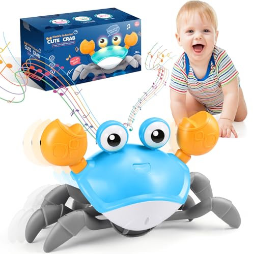 iKidiki Kinderspielzeug ab 1 2 3 4 Jahre, Krabbe Baby Spielzeug ab 1-4 Jahre Junge Mädchen Krabbelspielzeug Baby Geschenk Junge Mädchen Geburtstagsgeschenk Tummy Time Toys Musikalische Lernspielzeug