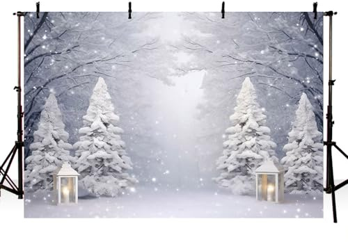 MEHOFOND 2,1 x 1,5 m Winter-Wunderland-Hintergrund für Fotografie, Glitzer, weißer Schnee, Wald, Wunderland, Landschaft, Hintergrund, Weihnachten, Urlaub, Familie, Party, Dekoration, Banner,