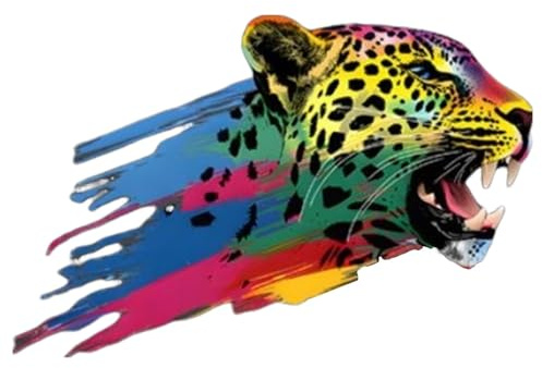 Generisch Bunte Tierkopf-Aufkleber Für Fahrzeuge, Tiger Kratzaufkleber,Autoaufkleber, Fensteraufkleber Für Autos, Wasserfester Tiger Leopard Aufkleber Für Auto