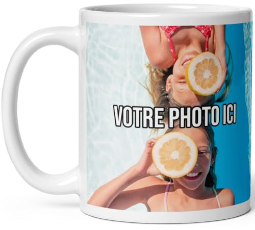 selfiemania Tasse personnalisée avec votre photo et votre texte, Céramique, cadeau de noël, anniversaire, fête
