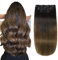 XDhair Clip in Extensions Echthaar Seide gerade Farbe 1B aus schwarz verblassen zu 4 mittleren braunen 40cm 100 Gramm 6 Stück Clip in Haarverlängerung (#1BT4-16 Zoll)