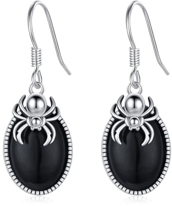 Spinne Ohrringe für Frauen 925 Sterling Silber Spinne Schwarz Katzenauge Ohrringe Gothic Ohrringe Punk Halloween Schmuck Geschenke für Mädchen