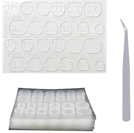 WUSJCOF 600 Pezzi Colla a Doppio Lato, 11 Fogli Biadesivo, Colla Adesiva Trasparente, Gelatina Adesivo Saloni Nail Art, Adesivi Finte, Stickers (Trasparente)