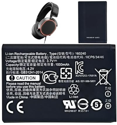 HIGHAKKU Ersatzakku 160240 kompatibel mit Steel-Series 61298RX, Arctis Pro Wireless, H Wireless Gaming-Headset, Siberia 800, Siberia 840 Wireless Kopfhörer Batterie, Kopfhörerakku, Bluetooth Headset