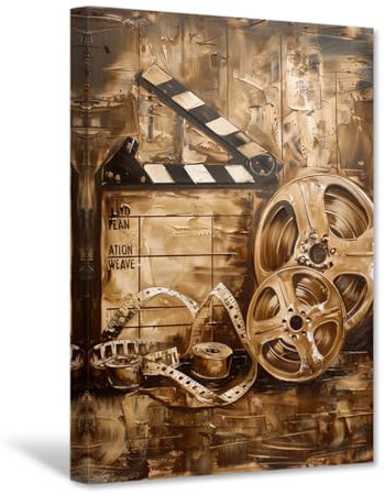CXHOSTENT Kino-Wandkunst Heimkino-Wanddekoration Vintage-Filmbilder Filmrolle Leinwanddruck Medienkino Wohnzimmer-Dekor gerahmt (60L x 40B cm)