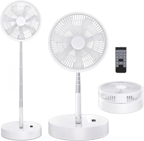 12 Inch Portable Foldable Standing Fan - 12600mAh Rechargeable Silent Fans