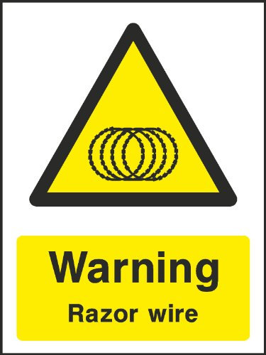 Razor Wire Sign 200mmx150mm