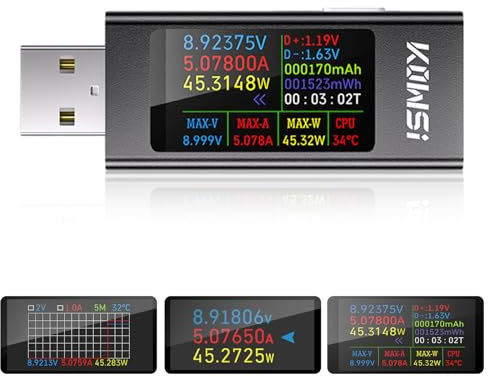 diymore 360W USB Tester Messgerät 4-30V 0-12A USB Strommessgerät Kapazität Spannungsprüfer Strommessgerät, USB Power Meter USB A Tester Leistungskapazität Detektor