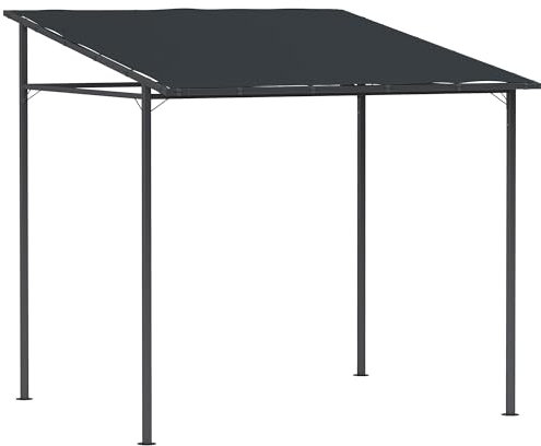 Outsunny Pérgola de Pared 2,4x2,4 m Cenador de Jardín con Techo Inclinado Protección UV 30+ Resistente a Agua y Estructura Metálica para Terraza Patio Balcón Gris Oscuro