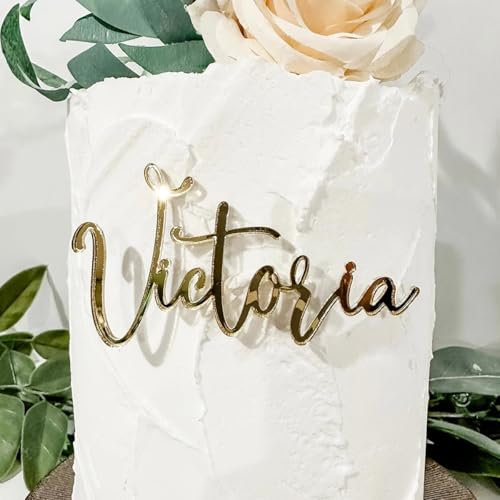 miguha Geburtstagstortenaufsatz, personalisierte Tortenaufsätze aus Holz, individueller Gold-Acryl mit Namen, Tortendekoration, mehrschichtige Torten, Home Decor