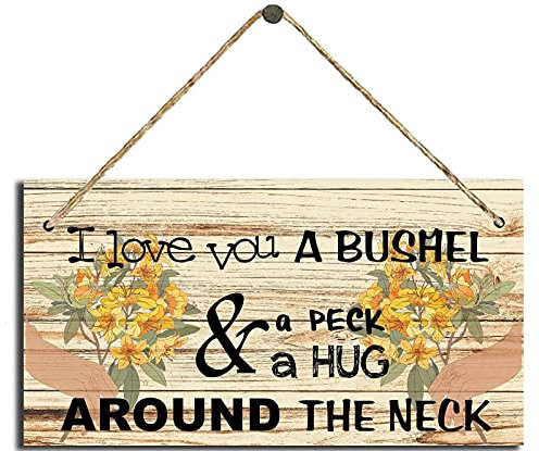 I Love You A Bushel And A Peck And A Hug Around The Neck Tin Sign Sweet Home Plank Plaque Hanging Wall Decor For Farmhouse Bedroom Funny Vintage Metal Sign Poster 8X12 Inches