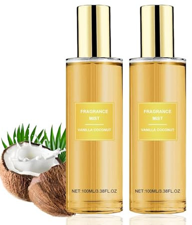 2PC Vanille Kokos Passion Körperspray,V Secret Vanilla Coconut Bodyspray,Duftnebel Kokosnuss Passion,Eau de Parfum Für Damen,Bodyspray Damen,Langanhaltender Duft,Ideal für den Sommer
