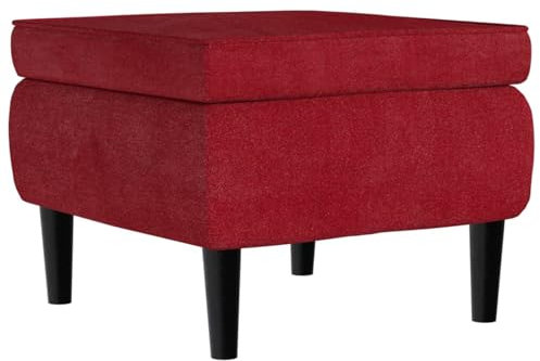 Gecheer Tabouret avec Pieds en Bois Rouge Bordeaux Velours