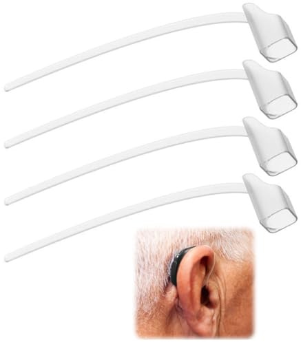 PORUPAEL 4-Pack Hearing Aid Sport Lock - Secure Fit Hearing Aid Retention Tail Ear Grips Clips, Anti-Slip Motion Support Accessories for Exercise, Running, High-Intensity Activities, Daily Use for Men
