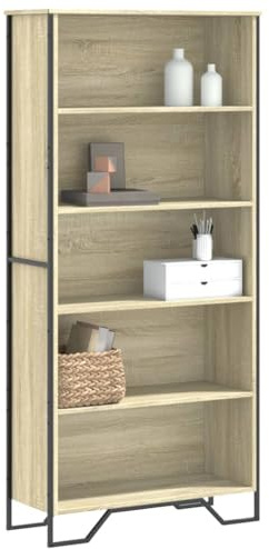 ZfiPhranillus Bücherregal 80x31x169 cm Sonoma-Eiche Holzwerkstoff Sonoma-Eiche Regalsystem mit 5 Fächern Modernes Design & Maximale Stabilität für Wohnzimmer Büro und Flur