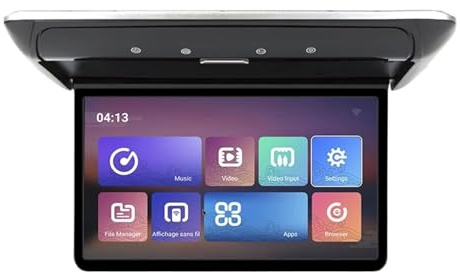 19 Inch Ceiling Mounted Car Monitor Multimedia Video Player 1080P TV Roof Mount IPS Screen For SUV RV Motorhome(4-64 IPS Touch Black)
