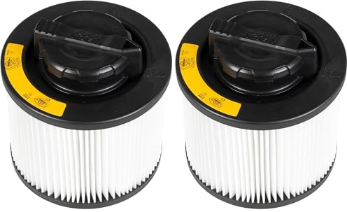 DEWALT DXVC4001 Regular Cartridge Filter. This Washable and Reusable Cartridge Filter is Perfect for Collecting Dirt, Sawdust and Debris. Collects Particles Down to 5 microns at 95% Efficiency.