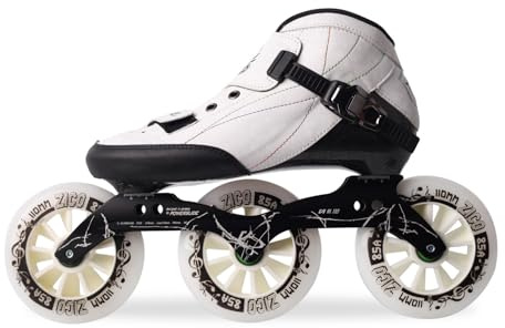 Pattini In Linea Veloci, Pattini A Rotelle Professionali In Carbonio Per Esterni Unisex, Con Ruote Da 110 Mm, Pattini A Rotelle Per Uomo, Donna E Adulto, Per Parco Strada Via Slalom(38,3-Wheel White)