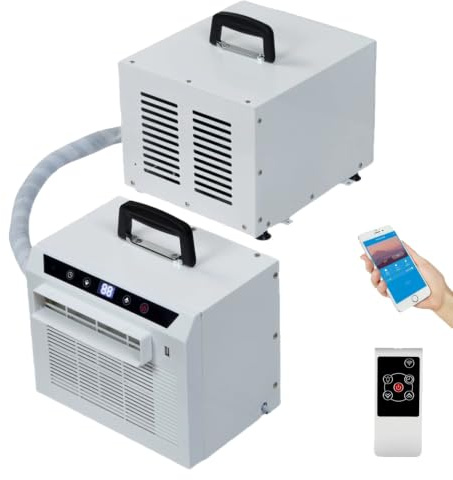 Climatizzatore Split, Climatizzatore Portatile Da 3000 BTU Con Tubo Di Collegamento, Pannello Touch, Telecomando E Controllo Wi-Fi, Timer Da 12 Ore E Flusso D’aria Da 130 m³/h Per 2M-connecting-pipe