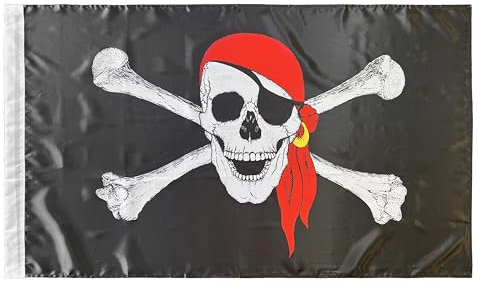 Durabol Bandiera Pirata con fazzoletto Rosso 150 x 90 cm Satin Flag