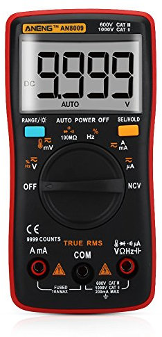 Akozon Handheld Digital Multimeter,ANENG AN8009 9999 Counts Digital Multimeter-True RMS -AC/DC Voltage Electronic Meter-Continuity,Frequency, Tests Diodes,Transistors,Temperature Tester-LCD Display