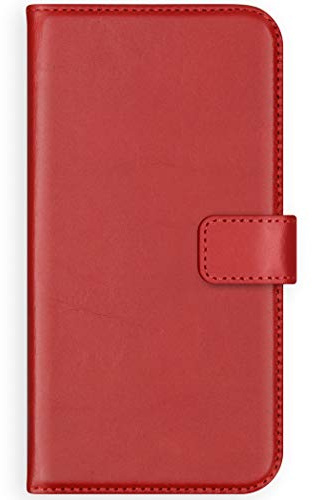 SELENCIA Bookcase Hülle kompatibel mit Huawei P20 – Era Leder Handytasche Side Flip Case – Handyhülle aus Rindsleder in Rot [3 Kartenfächer, Magnetverschluss]
