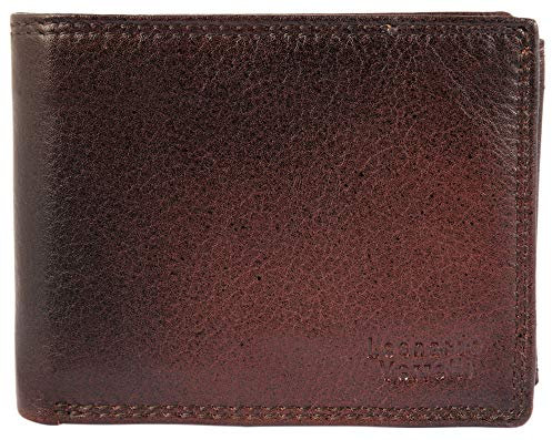 LEONARDO VERRELLI Herren-Geldbörse Echtleder 9x12cm Querformat 3000117 (Braun)